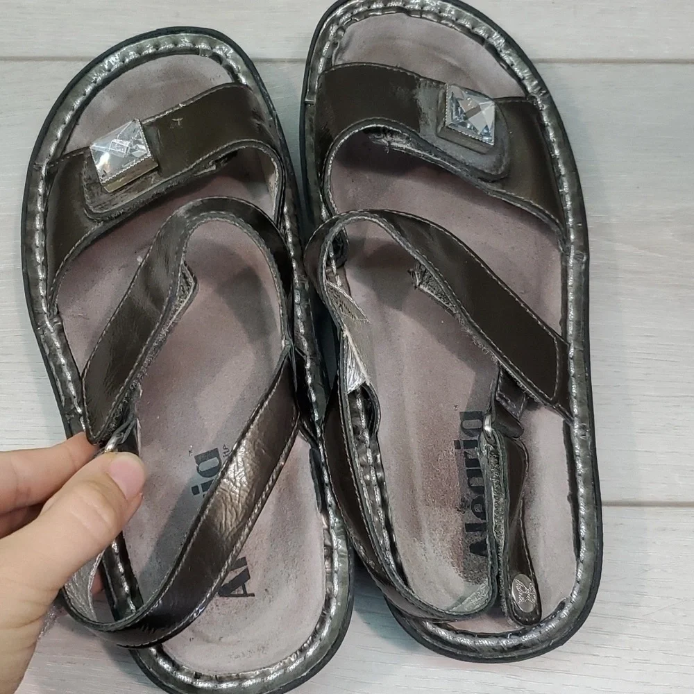 Alegria Women VER-123 Verona Chrome Leather Sandals shoes sz 36/6-6.5
